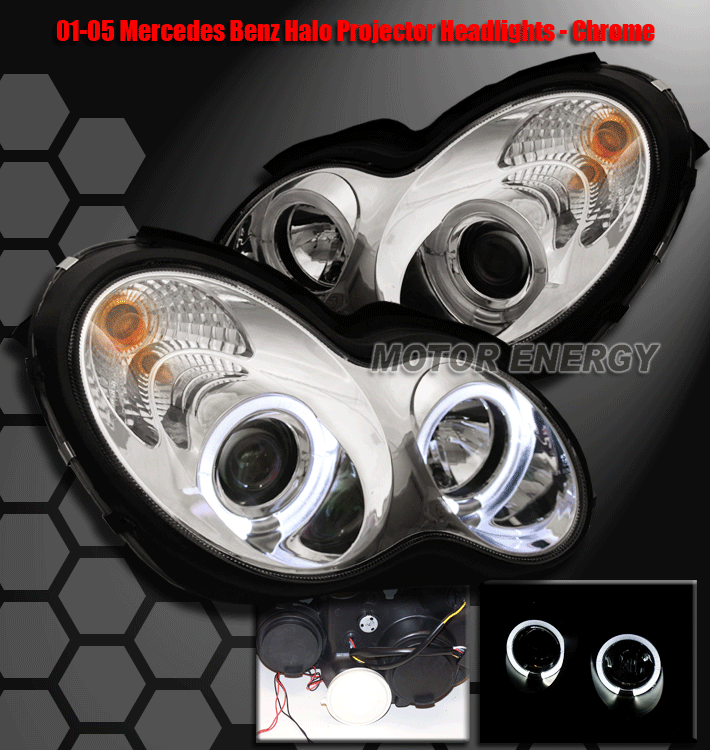 Motors 01 07 Mercedes C Class W3 Ccfl Halo Projector Headlights C230 C240 C3 Car Truck Headlights