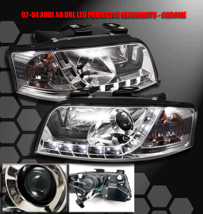 02 03 04 Audi A6 Rs6 C5 Drl R8 Led Projector Headlights Ebay